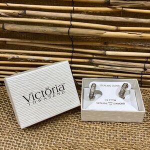 Sterling Silver 1/2 CT TW Genuine Rose Cut Diamond Hoop Earrings